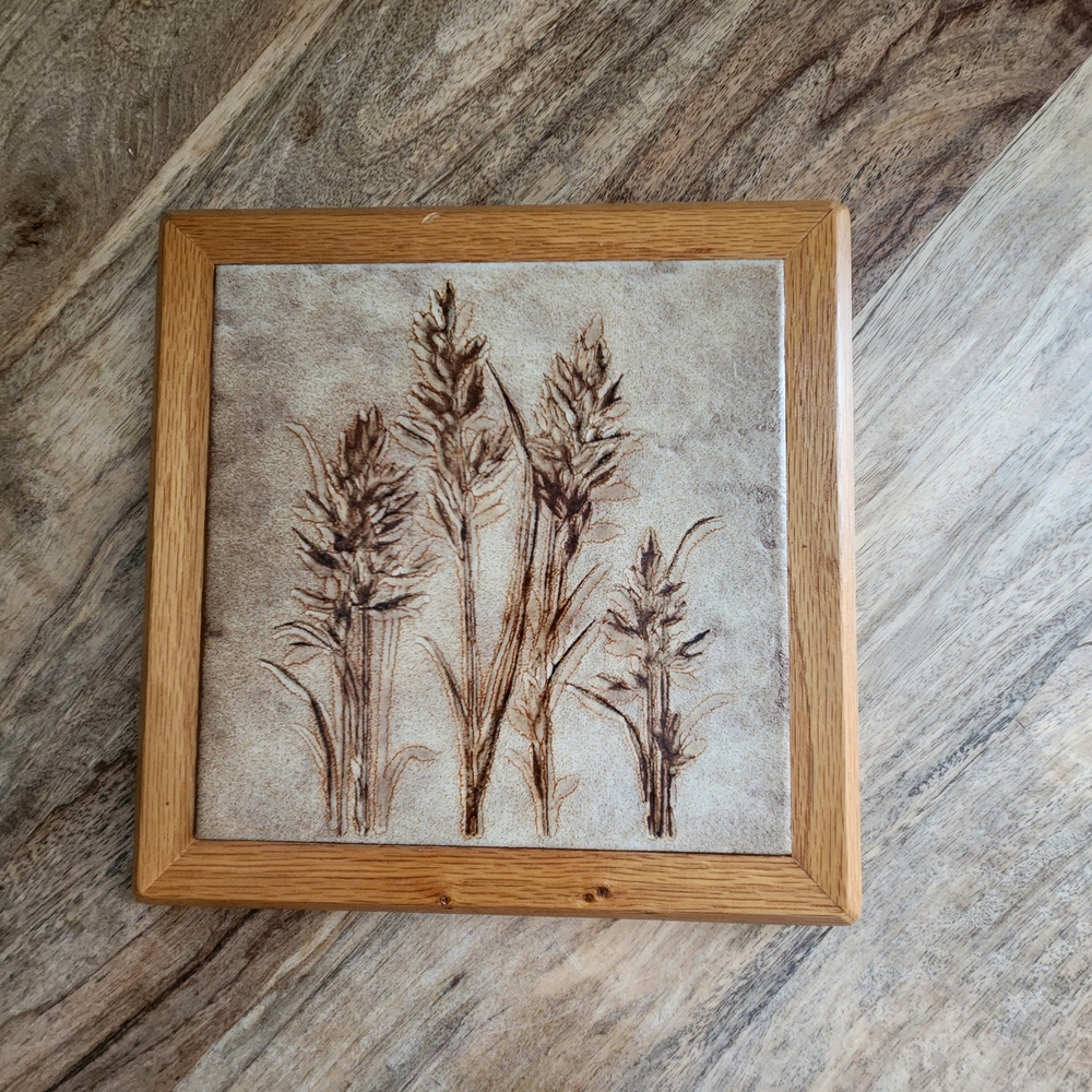 Rustic Vintage Wooden Framed Wheat Artwork Trivet or Wall Hanging - Picture 11 of 14